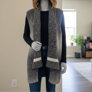Gray Open-Front Knit Sweater Vest NWOT